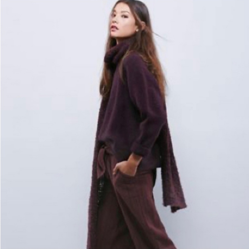 Free People Bubble Crew Neck Pullover Sweater Women's Medium M Maroon Thick EUC
